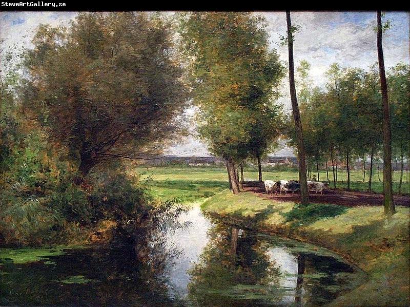 Cesar De Cock Landscape by the River Lys